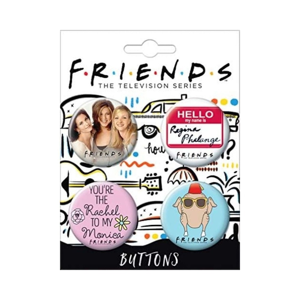 Friends The Television Series 4 Piece Button Pin Set 1.25in NEW